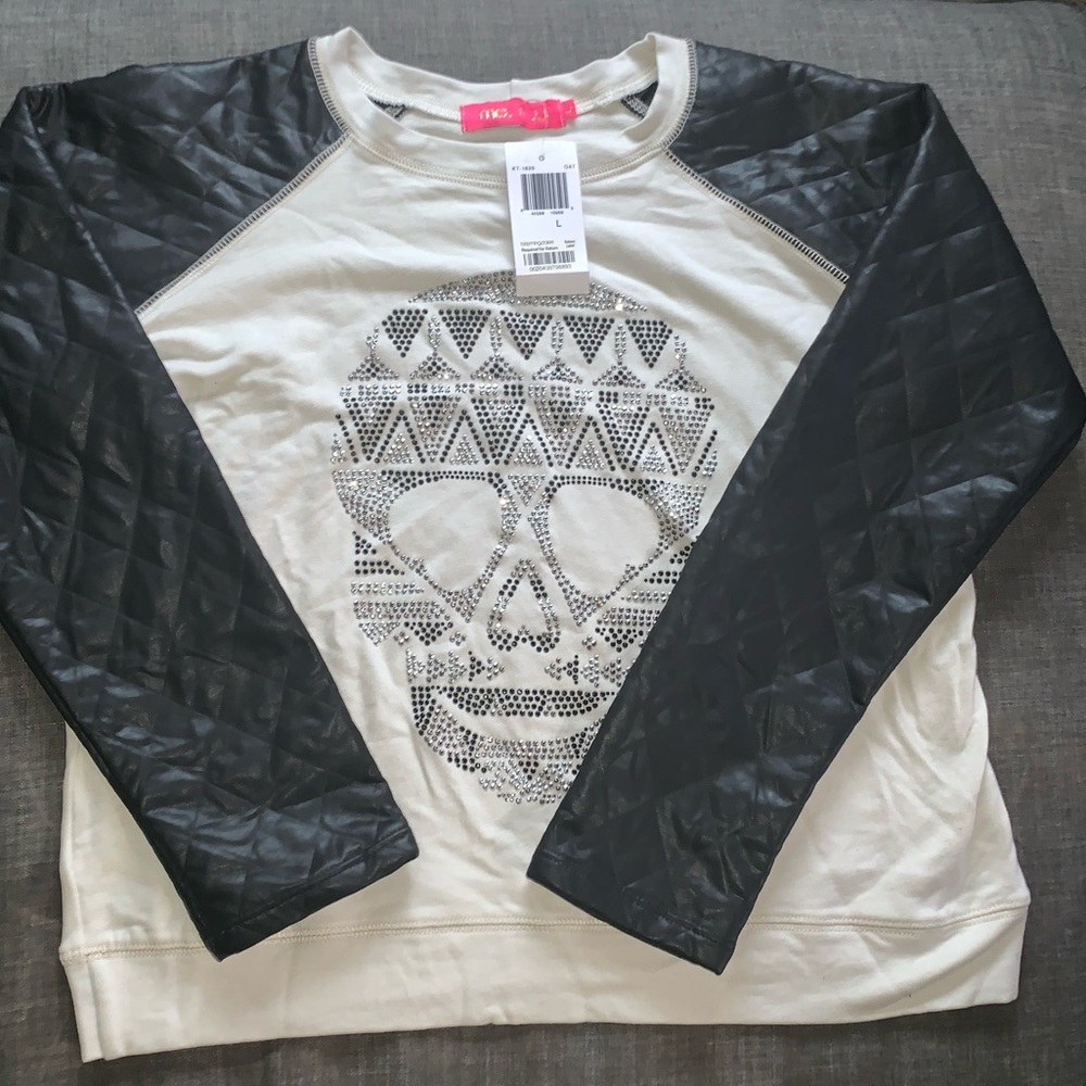 Girls leather trim top